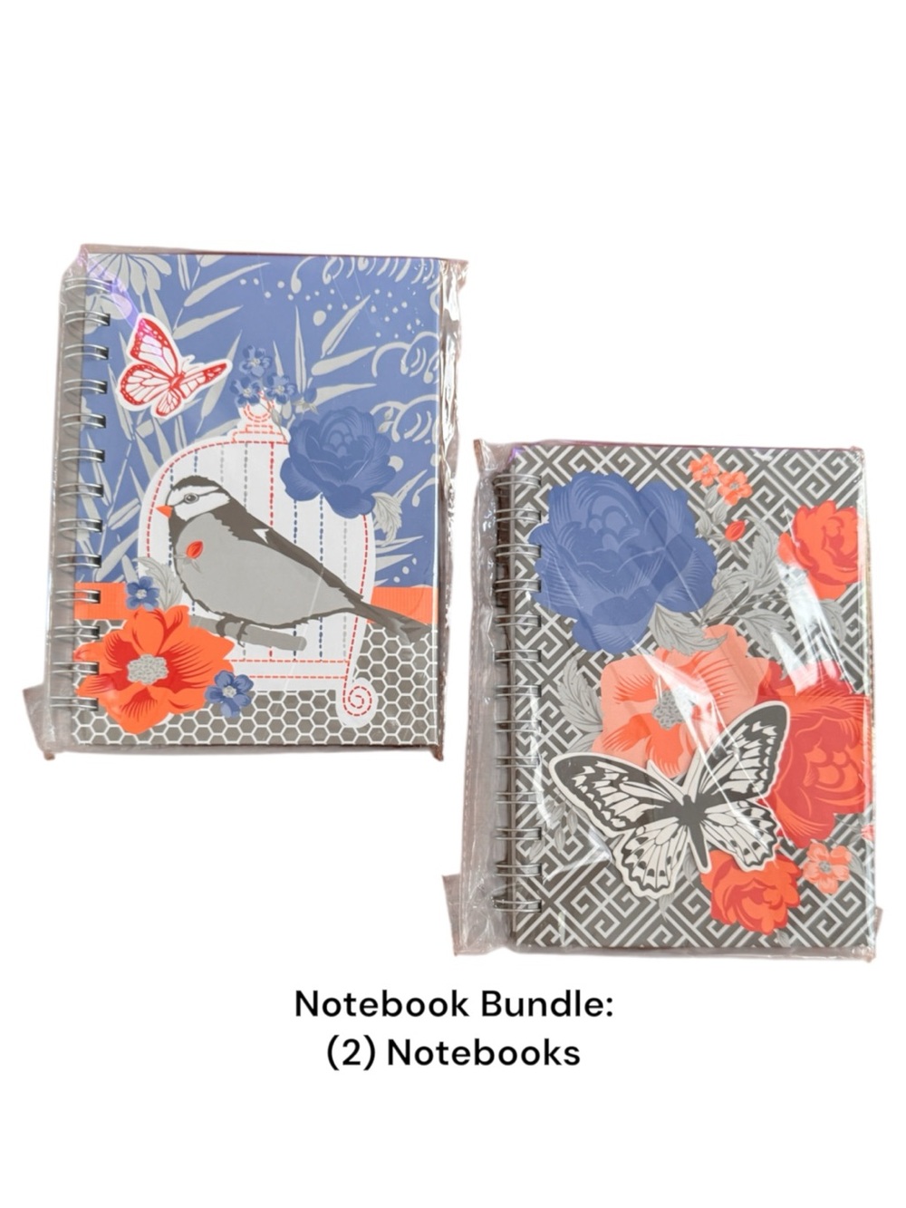 Summer Themed Spiral Bound Journal Notebook Bundle of 2 Floral Covers